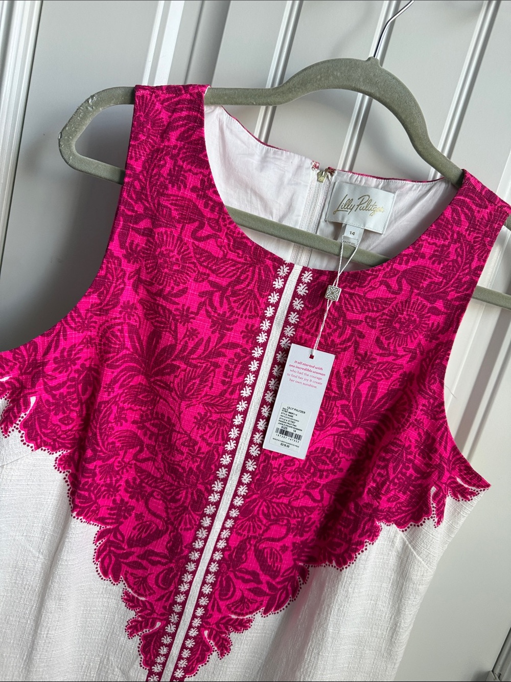 Lilly Pulitzer Hot Pink & White Sleeveless Embroidered Shift Dress + Shorts - Picture 4 of 9
